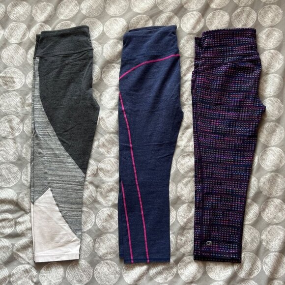Lot 3 Gap GapFit gfast Checkered Cropped Leggings Yoga Pants Sz S - Picture 1 of 16
